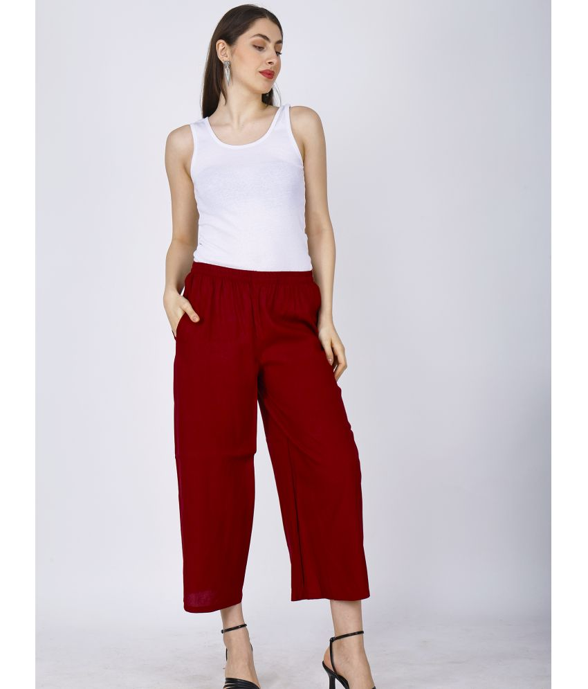     			Sufiana Pack of 1 Rayon Flared Women's Palazzos ( Maroon )