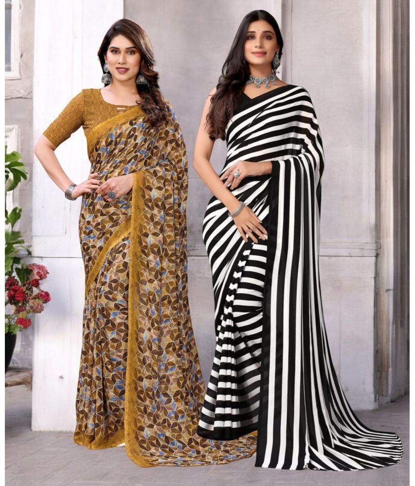     			TTH Georgette Printed Saree With Blouse Piece ( Multicolor , Pack of 2 )