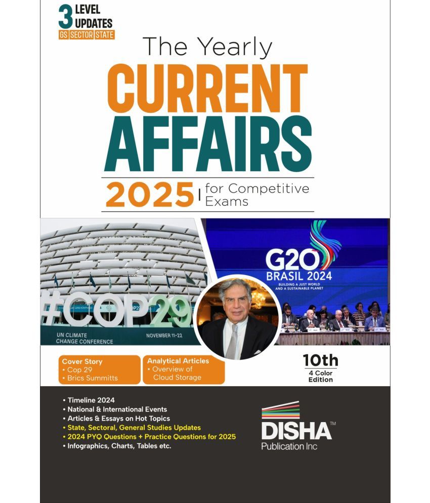     			The Yearly Current Affairs 2025 for Competitive Exams - 10th Edition | Previous Year & Practice Questions | UPSC, State PSC, CUET, SSC, Bank PO/ Clerk