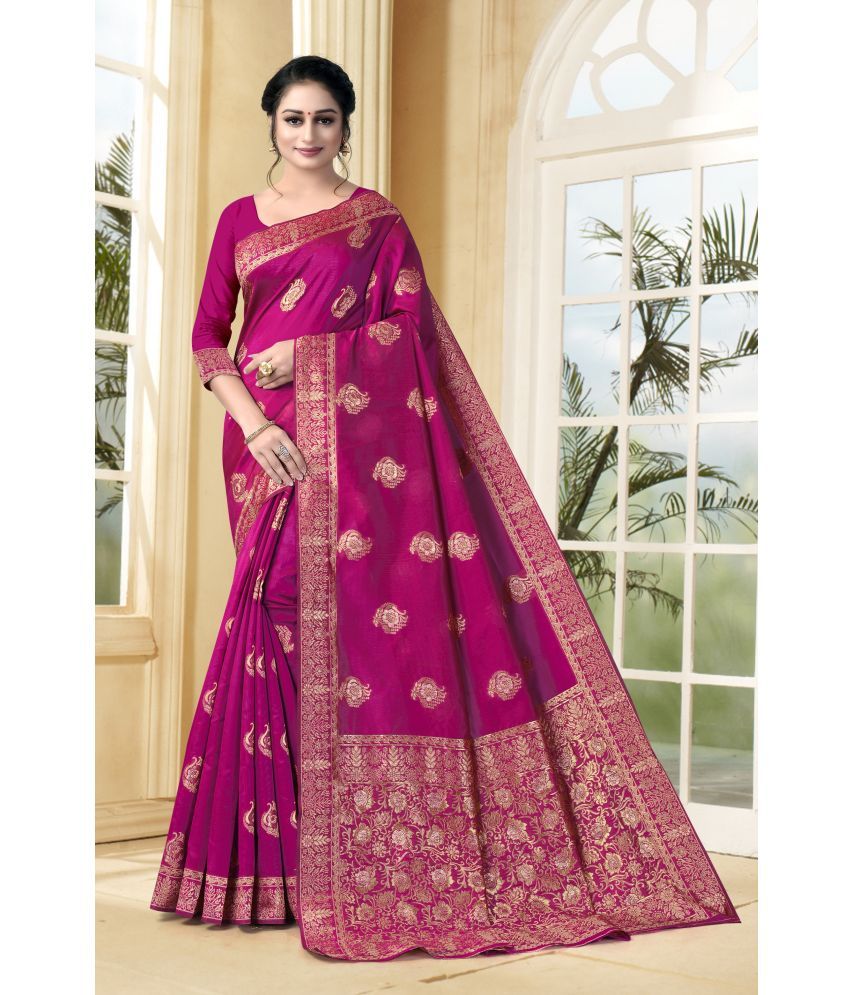     			VEDANT VASTRAM Art Silk Self Design Saree With Blouse Piece ( Magenta , Pack of 1 )