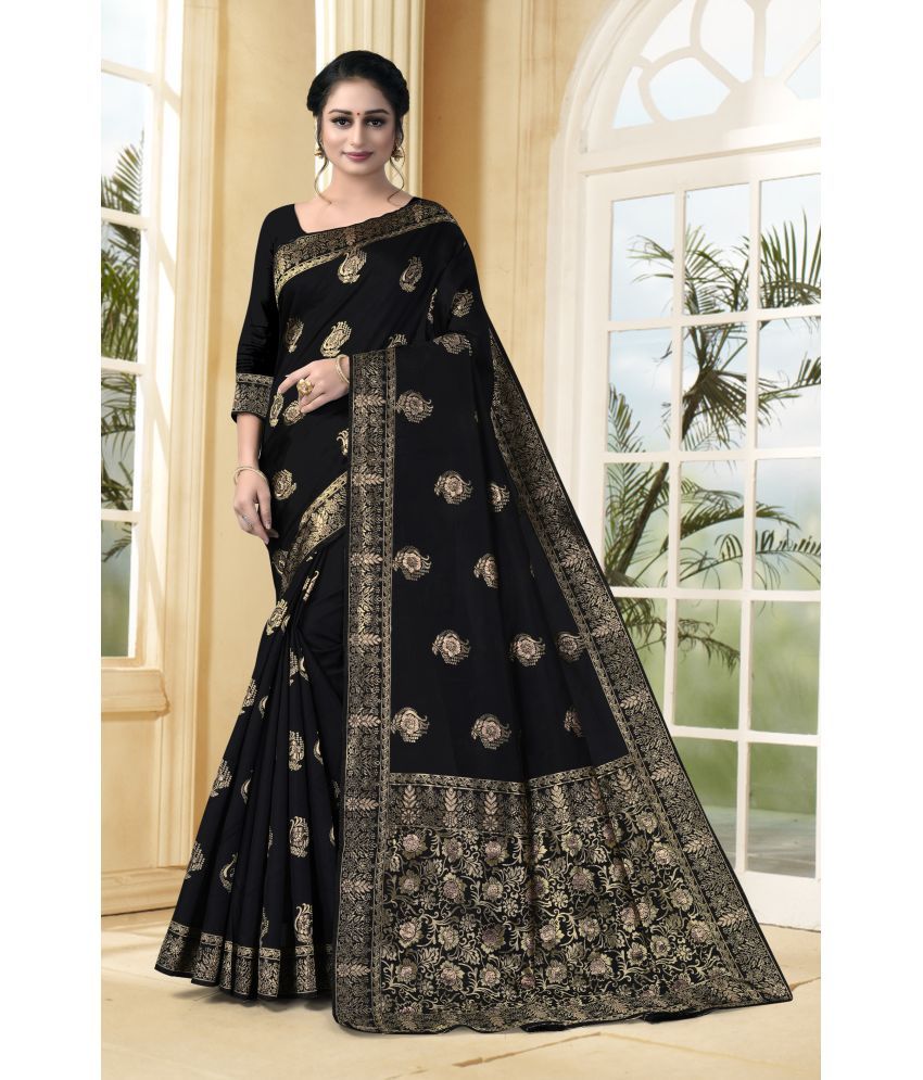     			VEDANT VASTRAM Art Silk Self Design Saree With Blouse Piece ( Black , Pack of 1 )