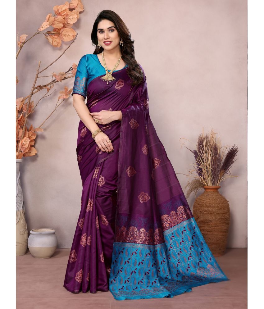     			VEDANT VASTRAM Art Silk Self Design Saree With Blouse Piece ( Wine , Pack of 1 )