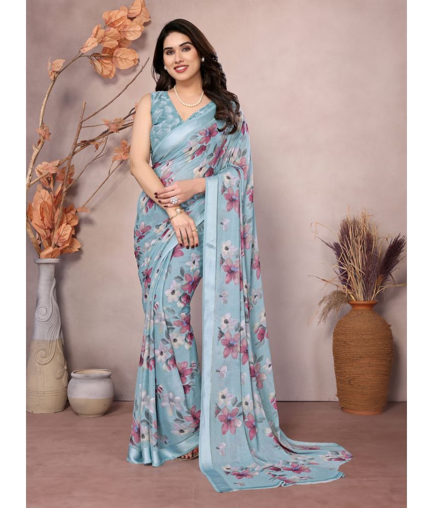     			VEDANT VASTRAM Chiffon Printed Saree With Blouse Piece ( Pink , Pack of 1 )