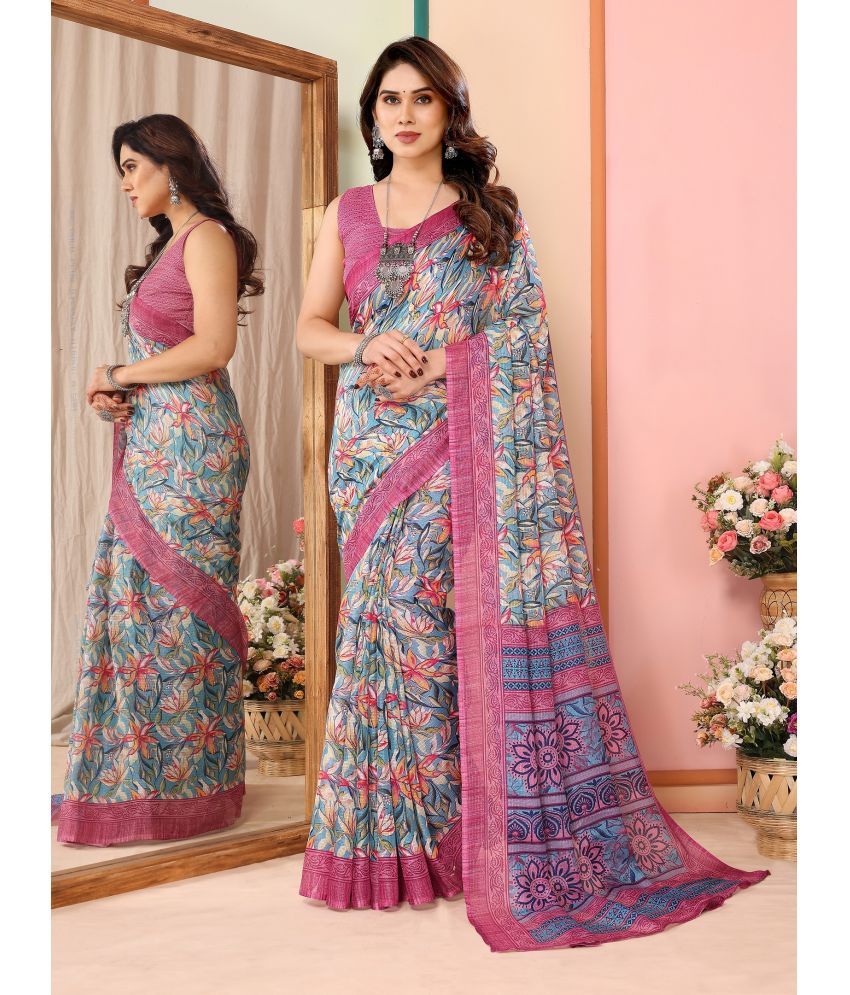     			VEDANT VASTRAM Cotton Blend Printed Saree With Blouse Piece ( Pink , Pack of 1 )