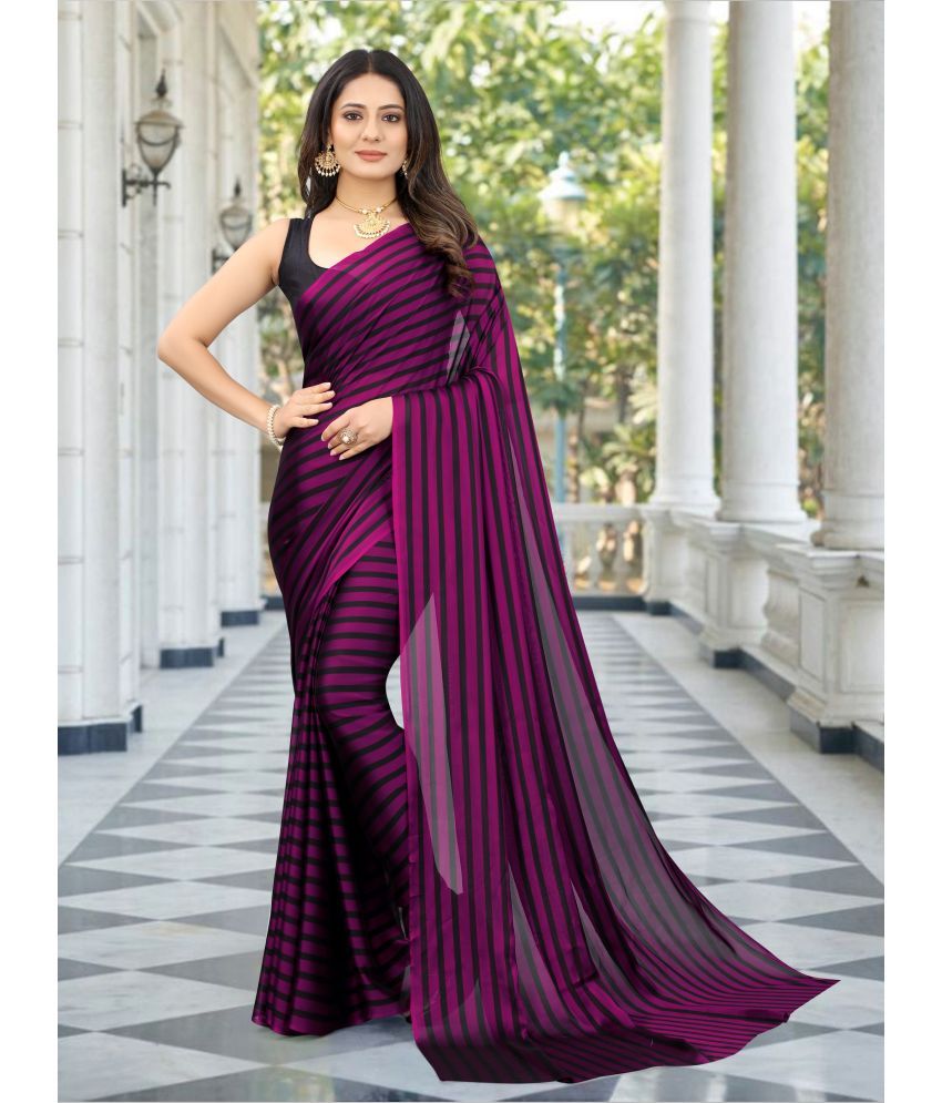     			VEDANT VASTRAM Georgette Printed Saree With Blouse Piece ( Purple , Pack of 1 )