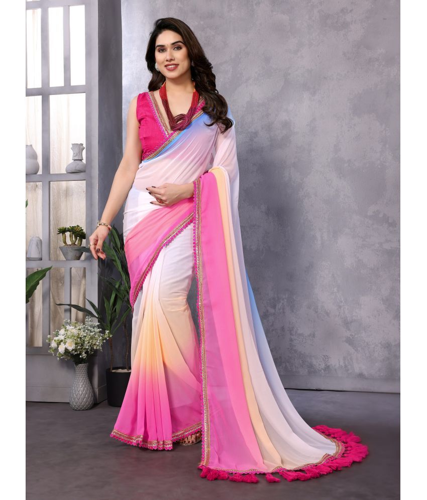     			VEDANT VASTRAM Georgette Self Design Saree With Blouse Piece ( Multicolor , Pack of 1 )