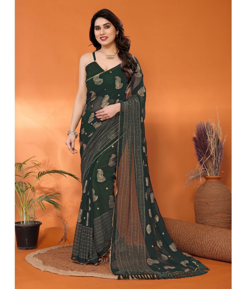     			VEDANT VASTRAM Georgette Self Design Saree With Blouse Piece ( Green , Pack of 1 )