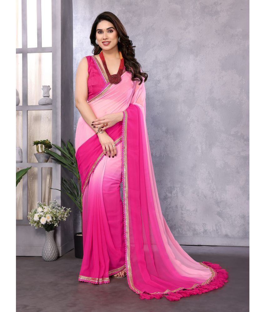     			VEDANT VASTRAM Georgette Self Design Saree With Blouse Piece ( Pink , Pack of 1 )