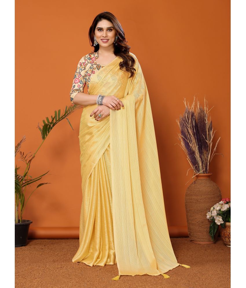     			VEDANT VASTRAM Polyester Self Design Saree With Blouse Piece ( Yellow , Pack of 1 )