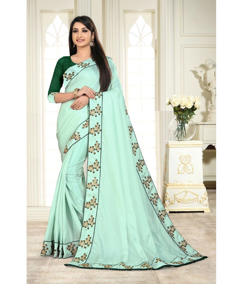     			VEDANT VASTRAM Silk Blend Embroidered Saree With Blouse Piece ( Light Green , Pack of 1 )