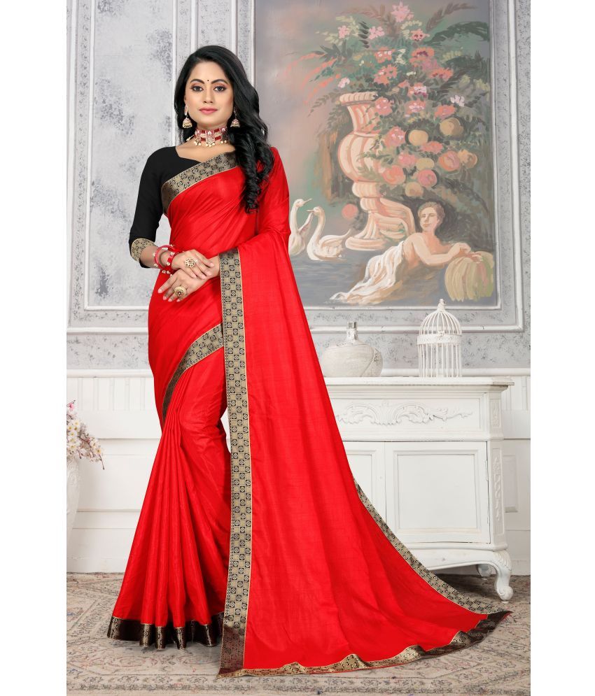     			VEDANT VASTRAM Silk Blend Solid Saree With Blouse Piece ( Red , Pack of 1 )