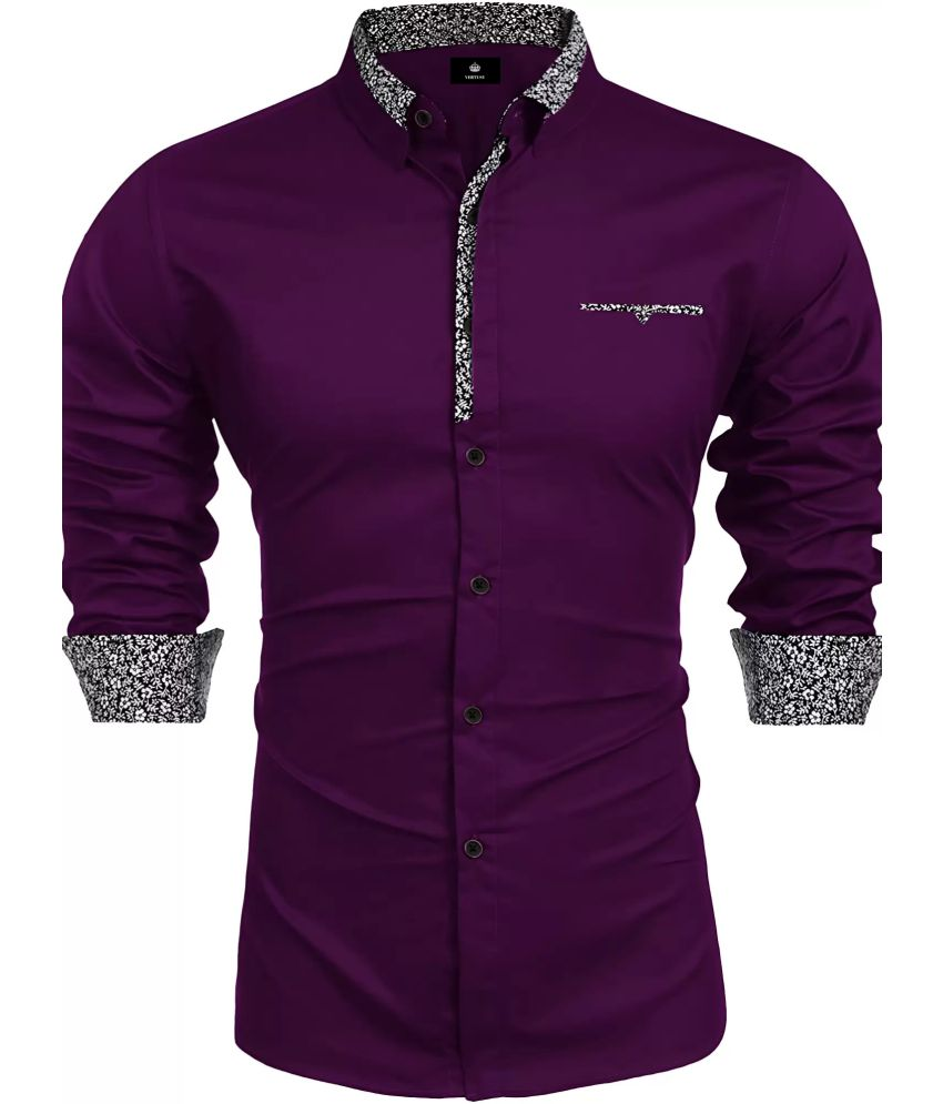     			VERTUSY Cotton Blend Regular Fit Solids Full Sleeves Men's Casual Shirt - Purple ( Pack of 1 )