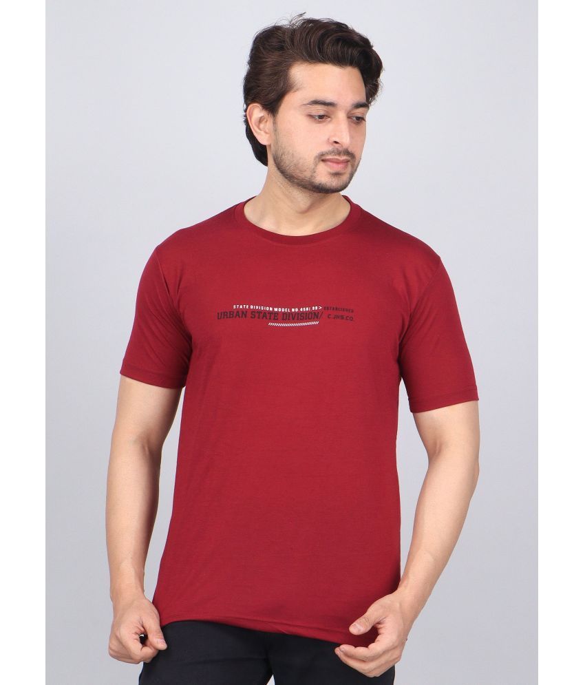     			WILD ELEPHANT Cotton Blend Regular Fit Printed Half Sleeves Men's Round T-Shirt - Maroon ( Pack of 1 )