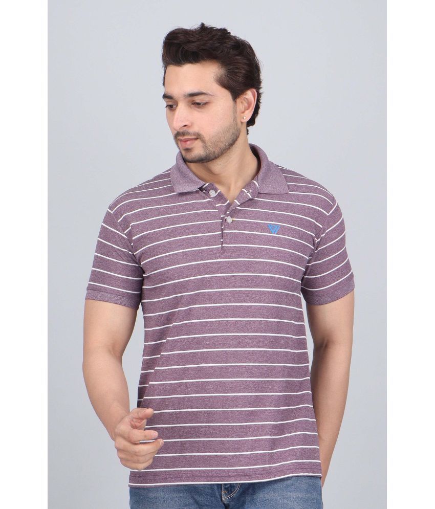     			WILD ELEPHANT Pack of 1 Polyester Regular Fit Striped Half Sleeves Men's Polo T Shirt ( Orange )