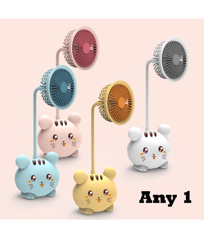     			3MADS ANY1 Cute Cartoon Kitten Rechargeable Handheld Mini USB Fan with Pencil Sharpener