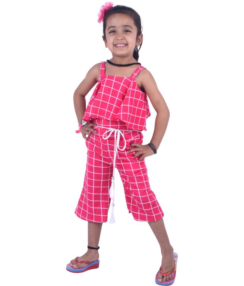     			Clobay Girls Cotton Blend Dungarees ( Pack of 1 , Pink )