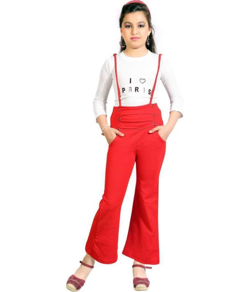     			Clobay Girls Polyester Dungarees ( Pack of 1 , Red )