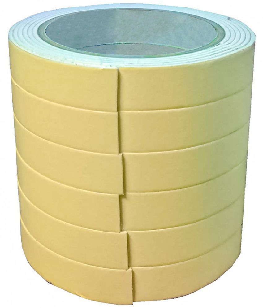     			Double Sided Self Adhesive Foam Mounting Tape for Wall/Craft 1.5mt Set of 6, Yellow Double Sided Foam Tape ( Pack of 6 )