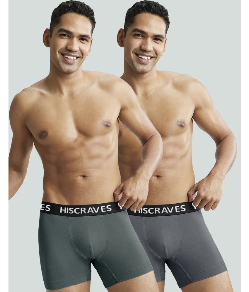     			HISCRAVES Pack of 2 Polyester Trunks For Men's ( Grey )