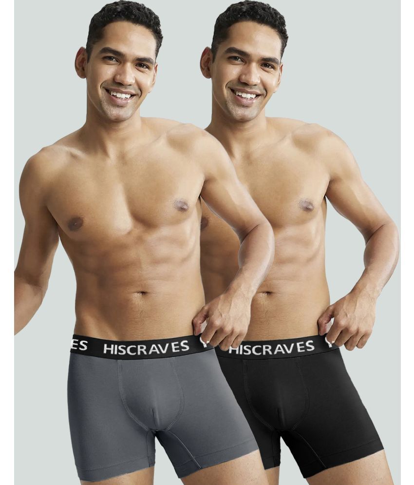     			HISCRAVES Pack of 2 Polyester Trunks For Men's ( Black )