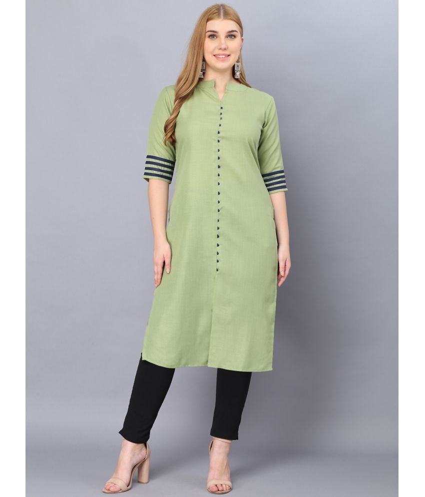     			Hetsa Pack of 1 Cotton Blend Solid A-line Women's Kurti - ( Light Green )