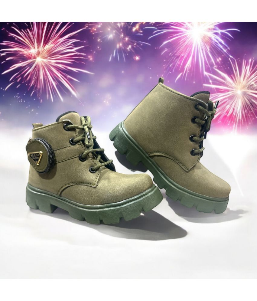     			ICONIC ME - OliveGreen Boy's Boots ( 1 Pair )