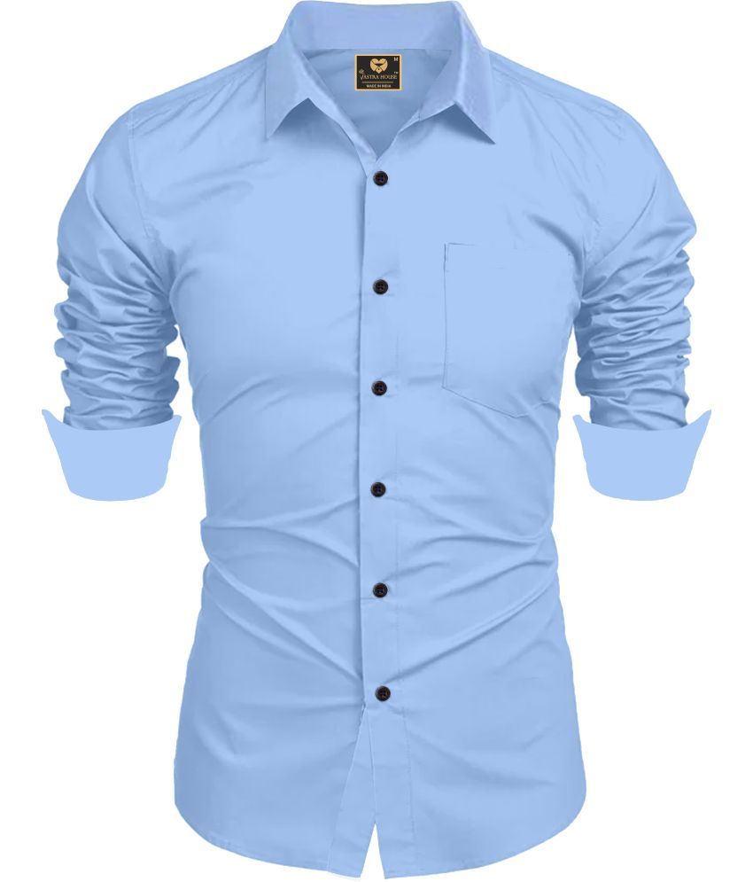     			MAN'S SUITUP Cotton Blend Regular Fit Full Sleeves Men's Formal Shirt - Light Blue ( Pack of 1 )