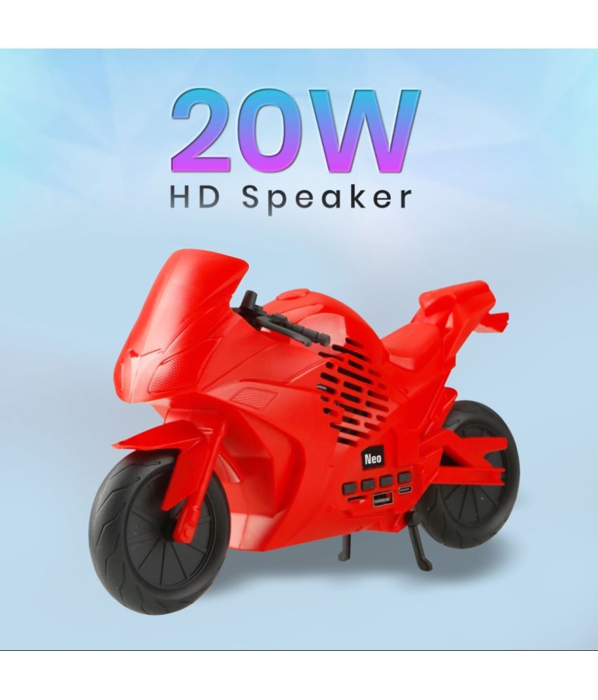     			Neo KAWASAKI BIKE 20 W Bluetooth Speaker Bluetooth V 5.3 with USB Playback Time 5 hrs Red