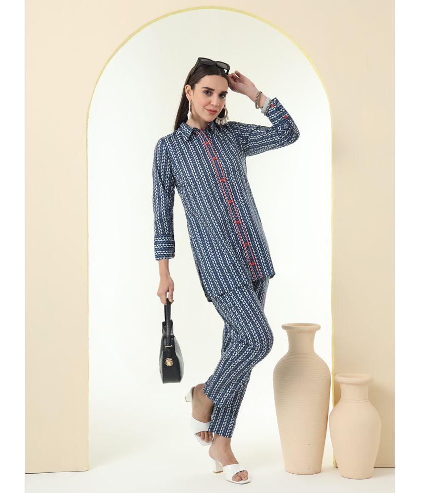     			Tissu Blue Striped Pant Top Set