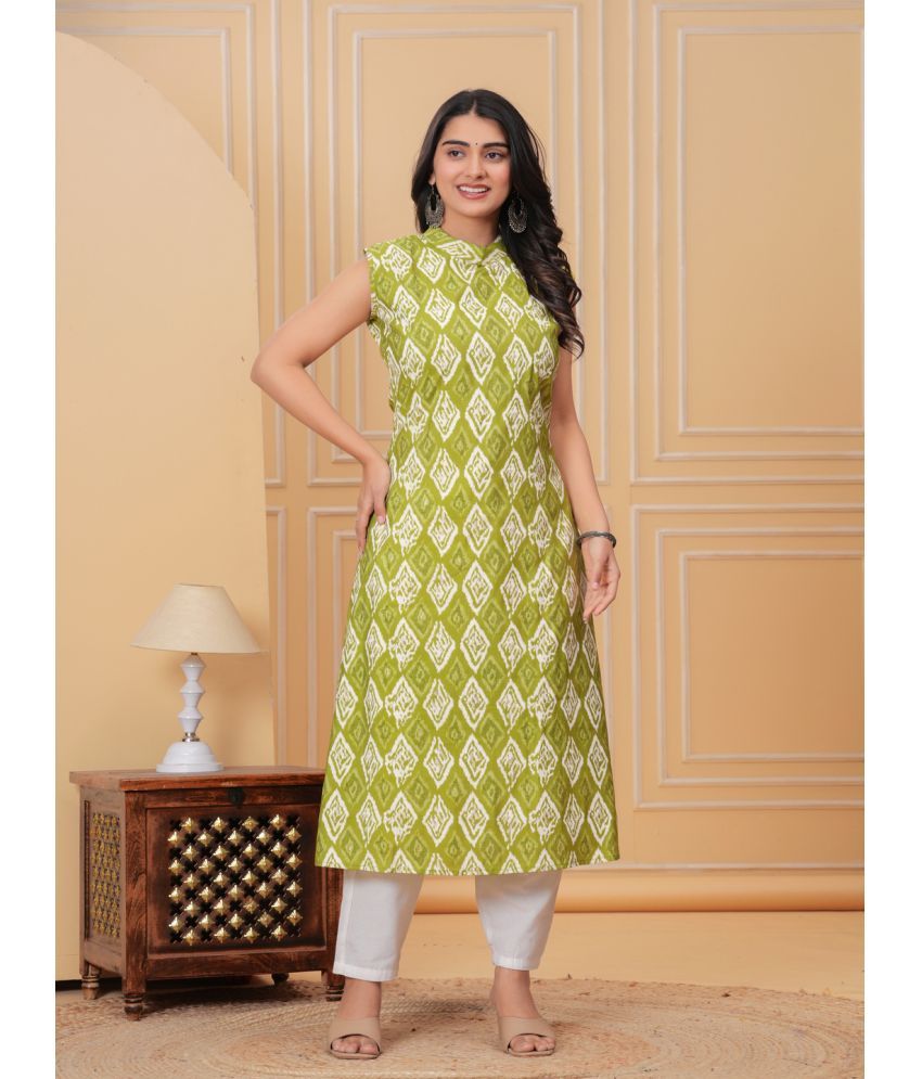     			YAGNIK FASHION Cotton Printed Kurti With Pants Women's Stitched Salwar Suit - Lime Green ( Pack of 1 )