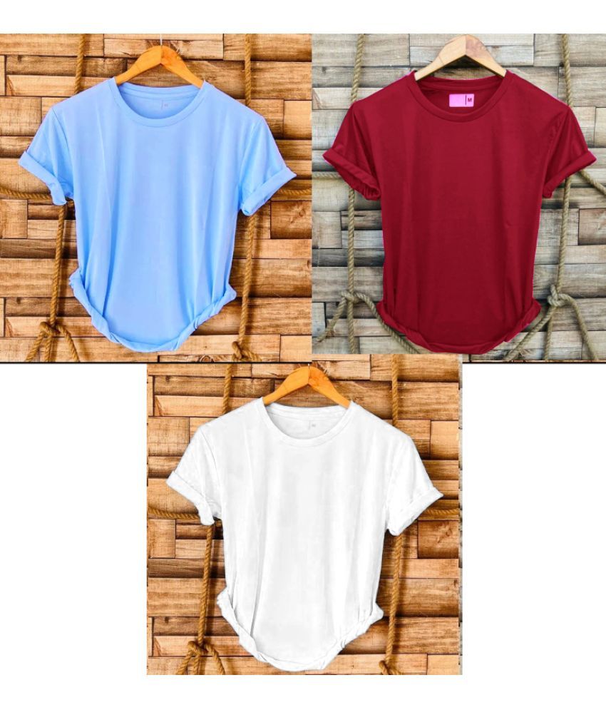     			nikline Polyester Regular Fit Solid Half Sleeves Men's Round T-Shirt - Multicolor9 ( Pack of 3 )