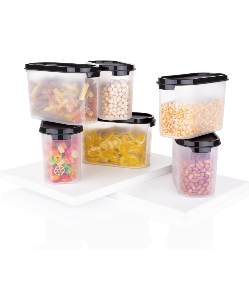     			omortex Plastic Black Multi-Purpose Container ( Set of 6 )