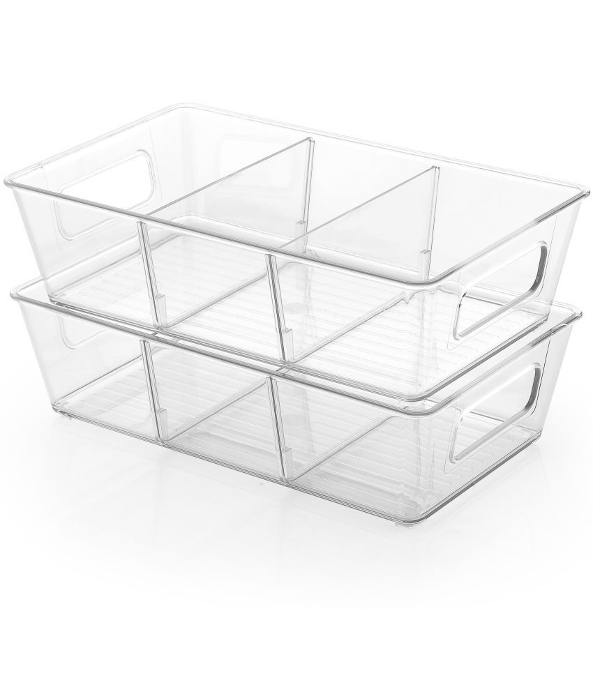     			omortex Plastic Transparent Multi-Purpose Container ( Set of 2 )