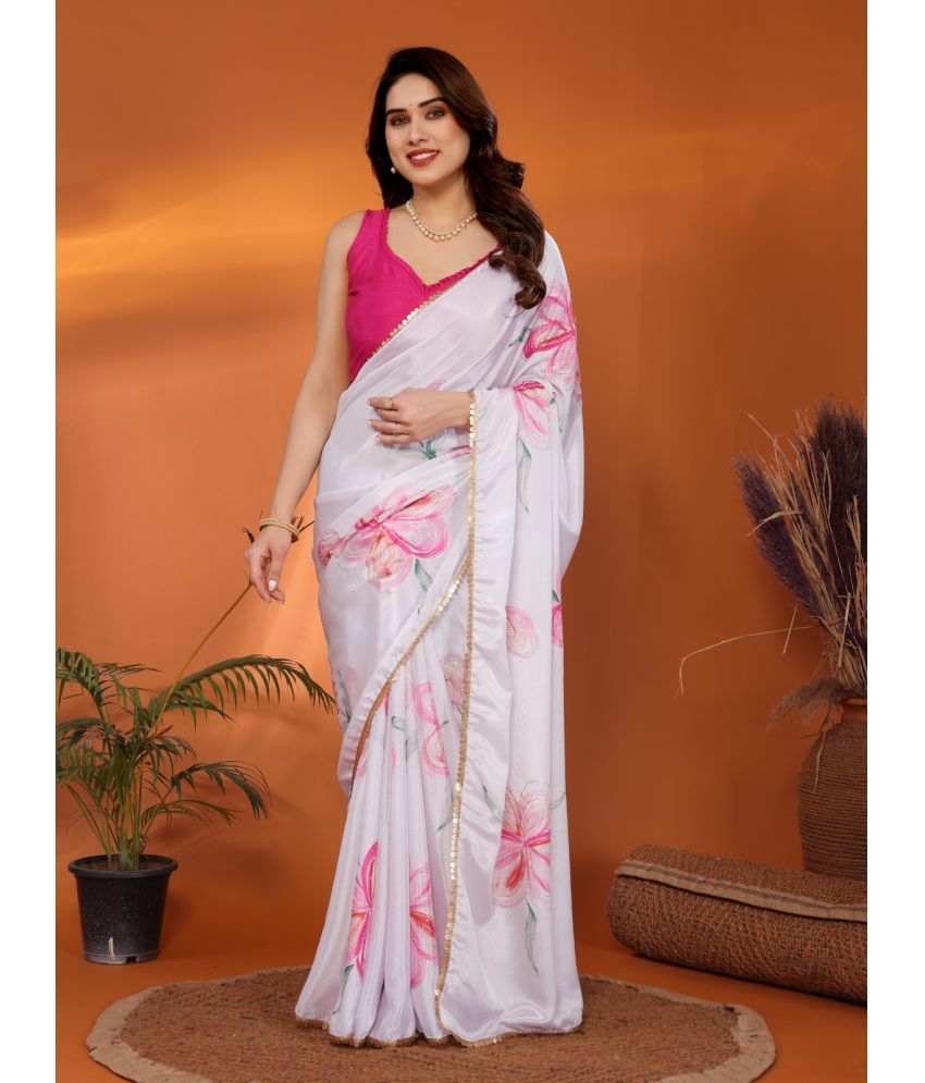     			BLEESSBURY Chiffon Printed Saree With Blouse Piece ( Pink , Pack of 1 )