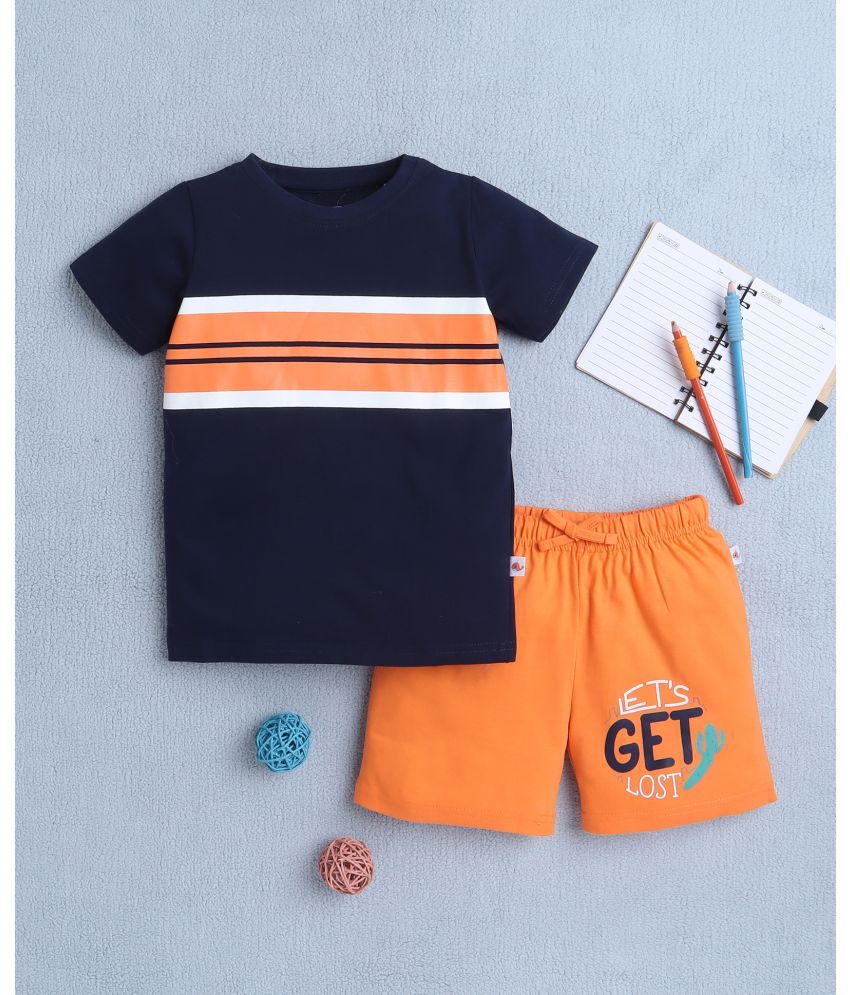     			BUMZEE Pack of 1 Boys Cotton T-Shirts & Shorts Set ( Navy )