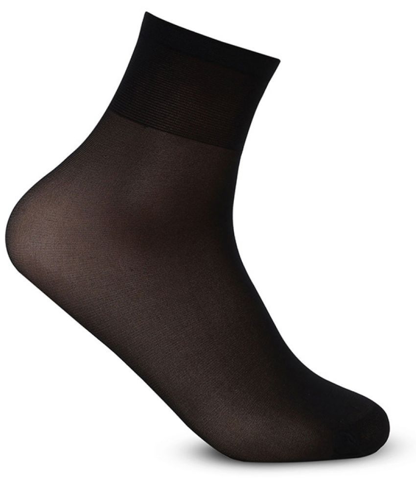     			Bonjour Retail Pack of 5 Women's Nylon Ankle Length Socks ( Black )