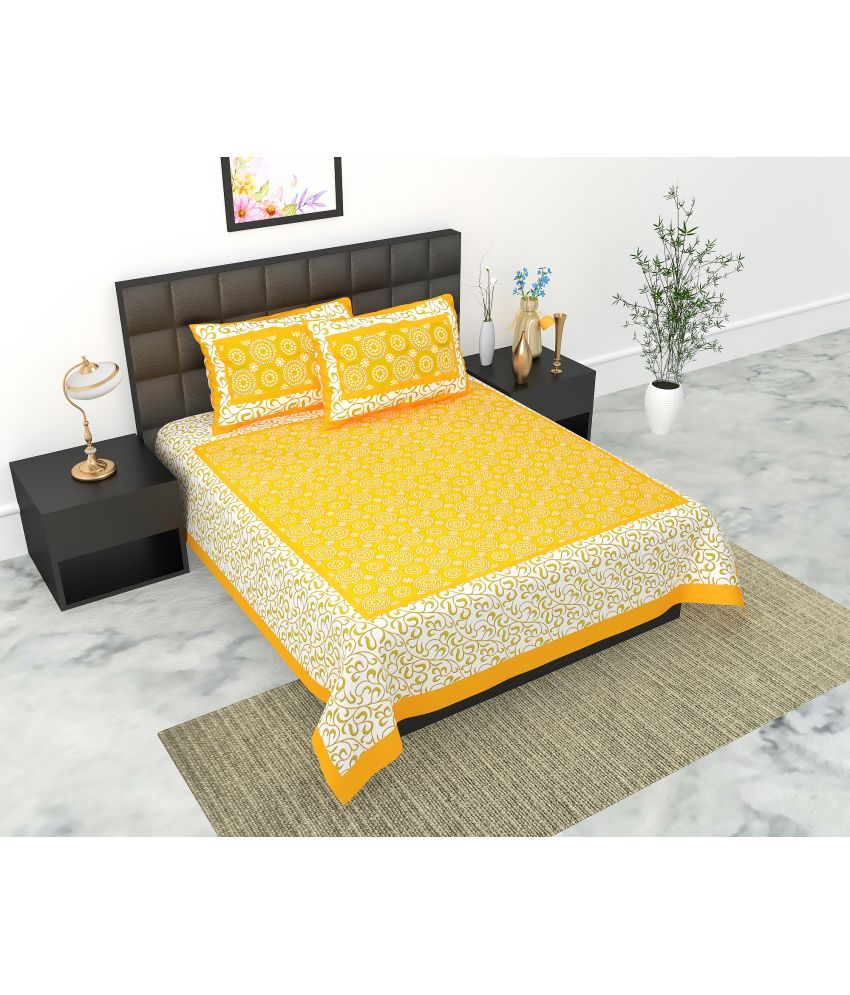     			E Elma Cotton 1 Double Bedsheet with 2 Pillow Covers ( Yellow )