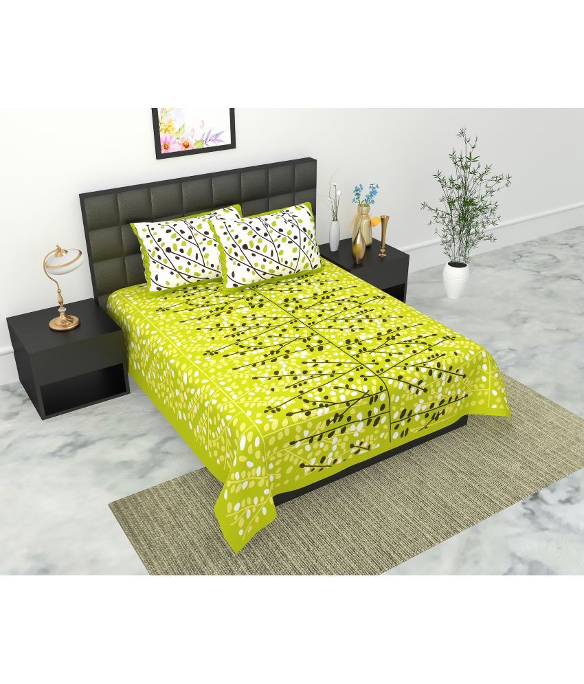     			E Elma Cotton 1 Double Bedsheet with 2 Pillow Covers ( Green )