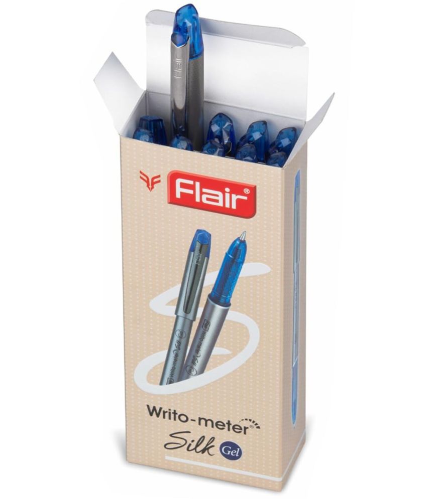     			Flair Writometer Silk Gel Pen Blue Pack Of 10