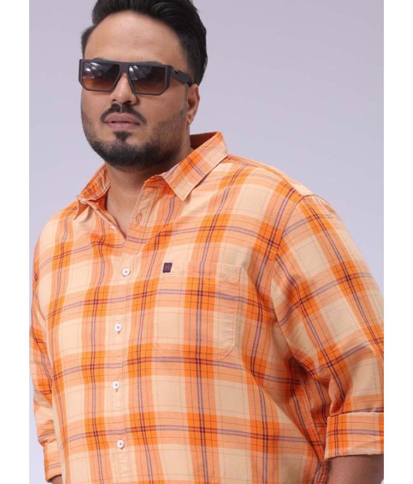     			HARDSODA Poly Cotton Regular Fit Checks Full Sleeves Men's Casual Shirt - Orange ( Pack of 1 )