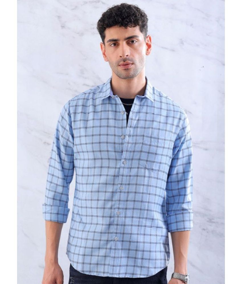     			HARDSODA Poly Cotton Slim Fit Checks Full Sleeves Men's Casual Shirt - Blue ( Pack of 1 )