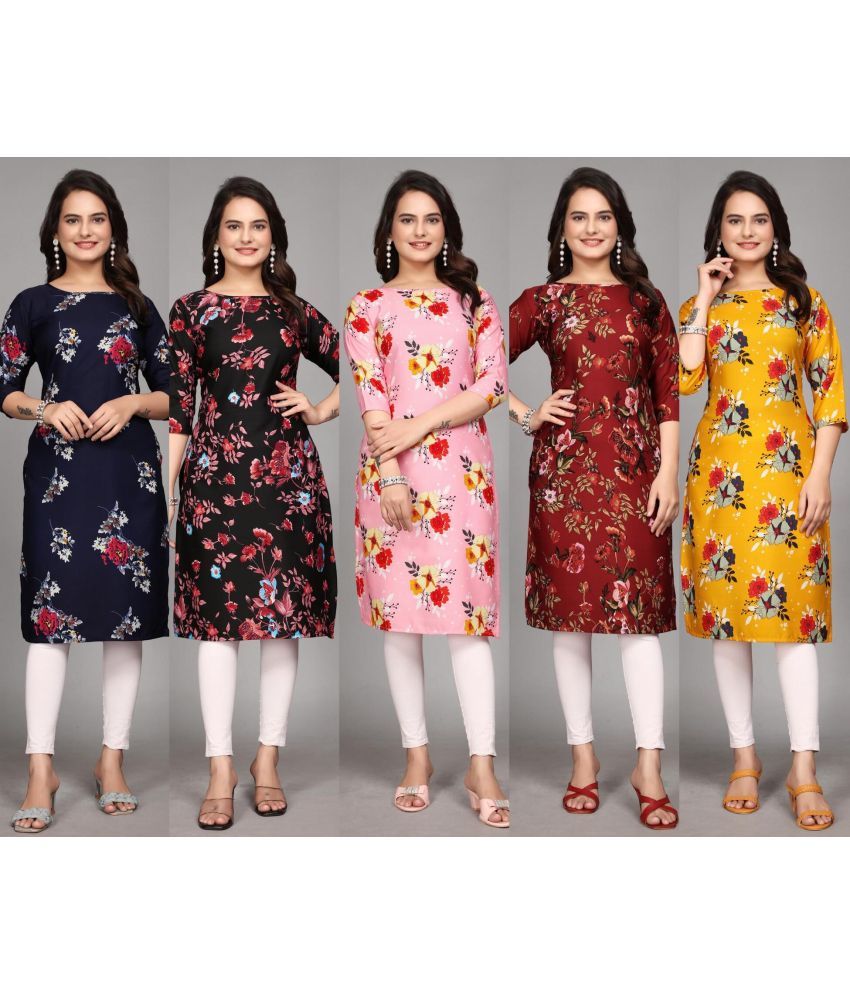     			KALAVRITTA Pack of 5 Crepe Printed Straight Women's Kurti - ( Multicolor )