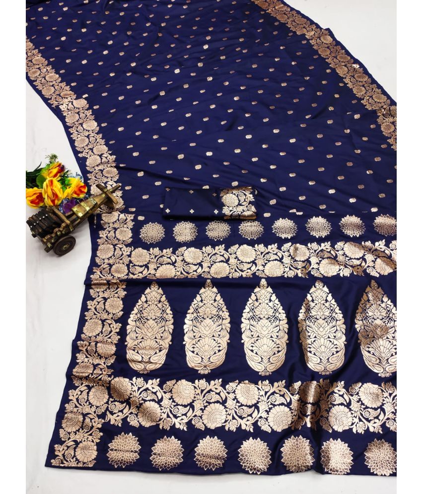     			Kalpana Creation Kanjivaram Silk Woven Saree With Blouse Piece ( Blue , Pack of 1 )