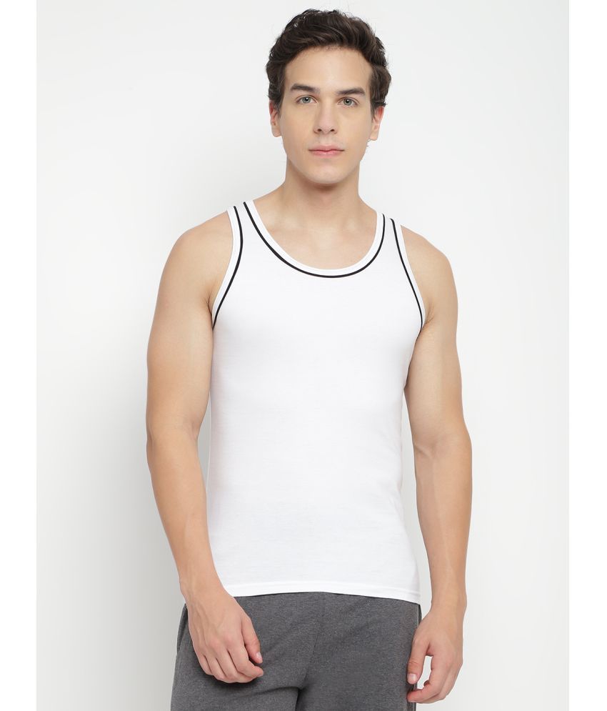     			La Intimo Pack of 1 Cotton Gym Vest For Men ( White )