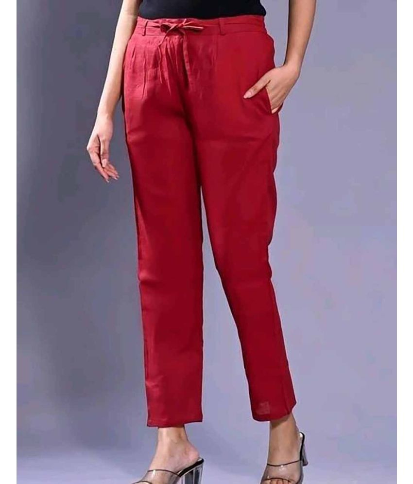     			OuterWear Pack of 1 Cotton Blend Regular Women's Casual Pants ( Maroon )