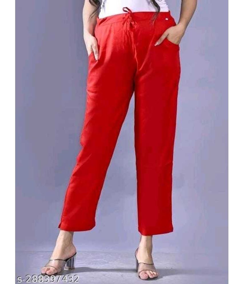     			OuterWear Pack of 1 Cotton Blend Regular Women's Casual Pants ( Red )