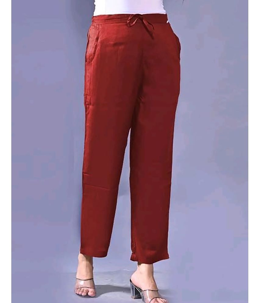     			OuterWear Pack of 1 Cotton Blend Regular Women's Casual Pants ( Maroon )