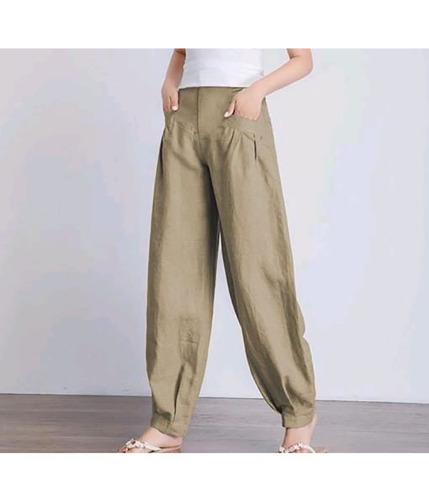     			OuterWear Pack of 1 Cotton Blend Regular Women's Casual Pants ( Beige )