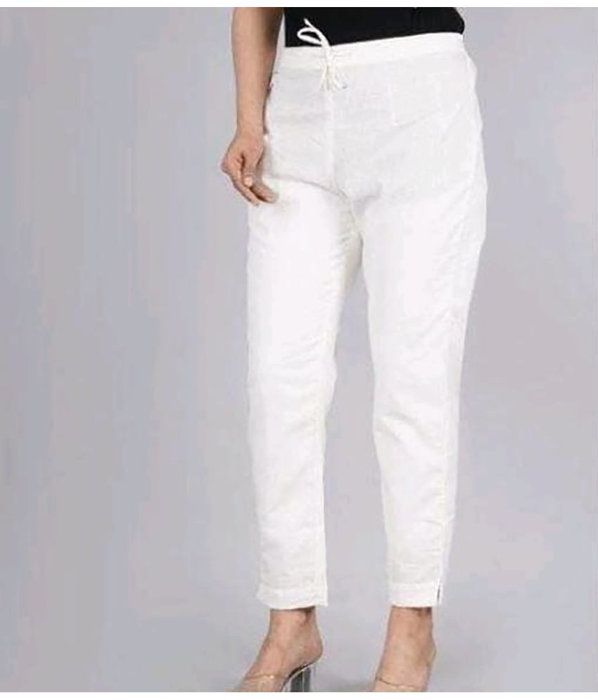     			OuterWear Pack of 1 Cotton Blend Slim Women's Casual Pants ( White )