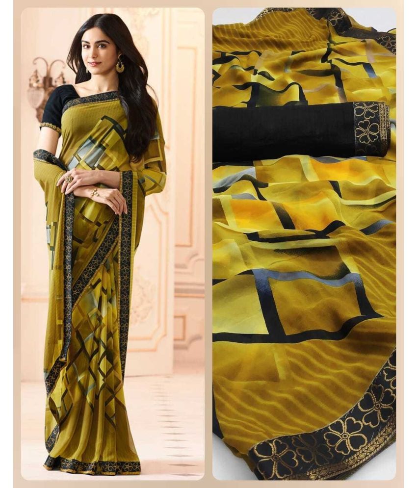     			SARIK  FASHION Georgette Printed Saree With Blouse Piece ( Multicolor , Pack of 1 )